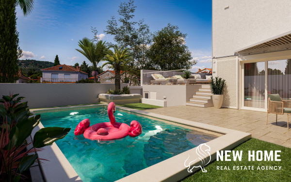 Neubauhaus mit Pool – direkt am Meer in Ražanj–Stivašnica